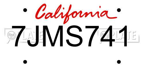 7JMS741 California License Plate