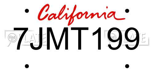 7JMT199 California License Plate