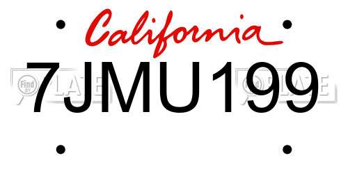 7JMU199 California License Plate