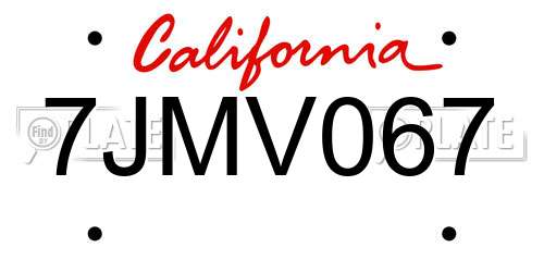 7JMV067 California License Plate