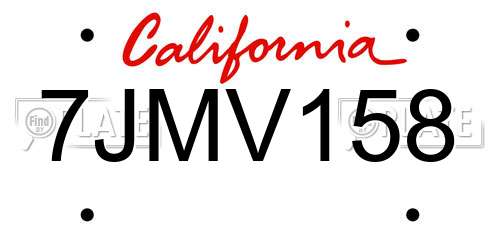 7JMV158 California License Plate