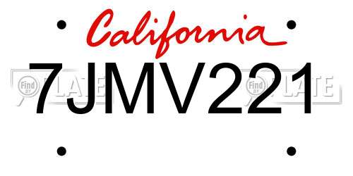 7JMV221 California License Plate