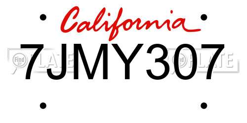 7JMY307 California License Plate
