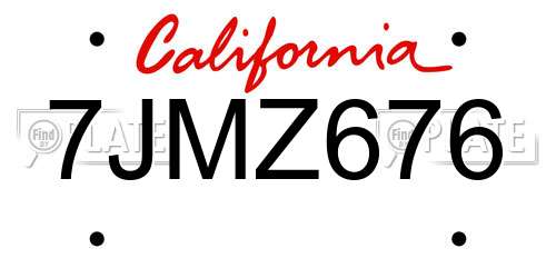 7JMZ676 California License Plate