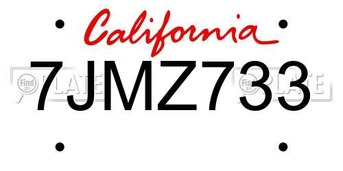 7JMZ733 California License Plate