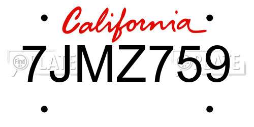 7JMZ759 California License Plate