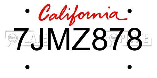 7JMZ878 California License Plate