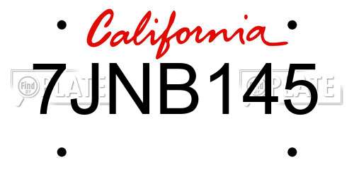 7JNB145 California License Plate