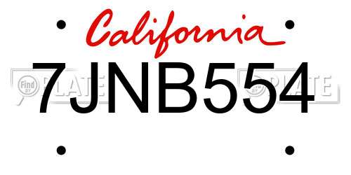 7JNB554 California License Plate