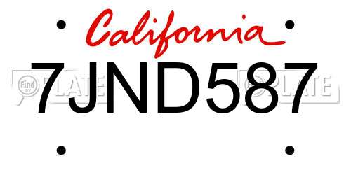 7JND587 California License Plate