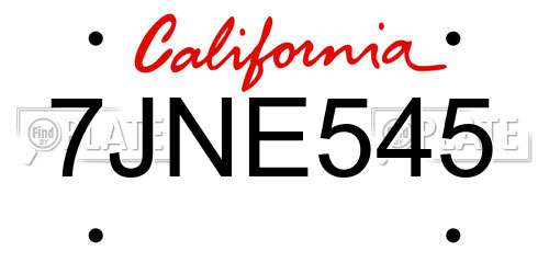 7JNE545 California License Plate