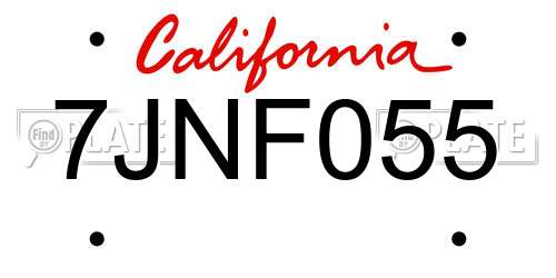 7JNF055 California License Plate