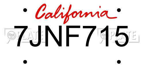 7JNF715 California License Plate