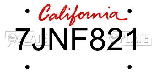 7JNF821 California License Plate