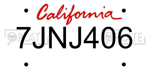 7JNJ406 California License Plate