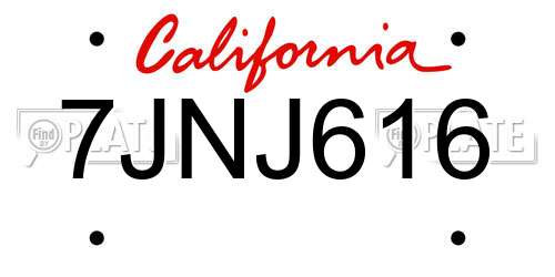 7JNJ616 California License Plate