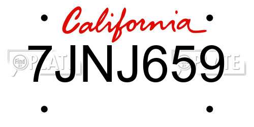 7JNJ659 California License Plate