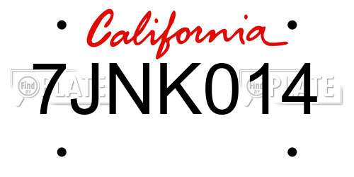 7JNK014 California License Plate