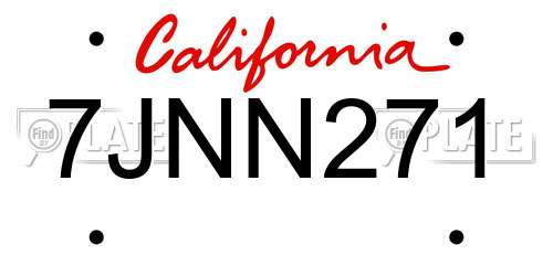 7JNN271 California License Plate