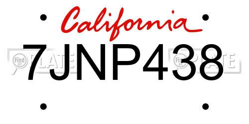 7JNP438 California License Plate