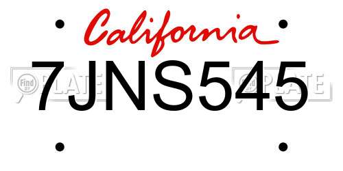 7JNS545 California License Plate