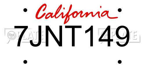 7JNT149 California License Plate