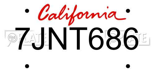 7JNT686 California License Plate