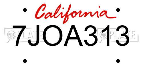7JOA313 California License Plate