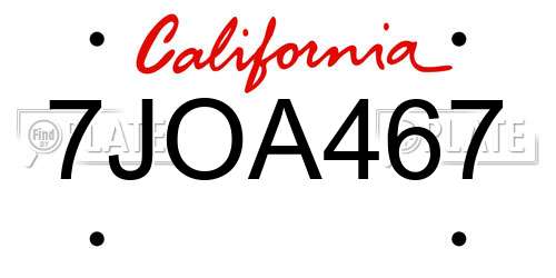 7JOA467 California License Plate