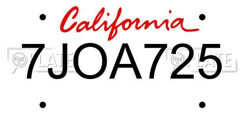 7JOA725 California License Plate