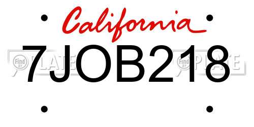7JOB218 California License Plate