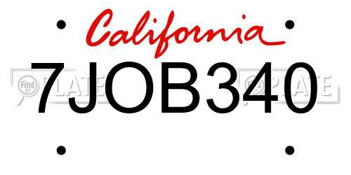 7JOB340 California License Plate
