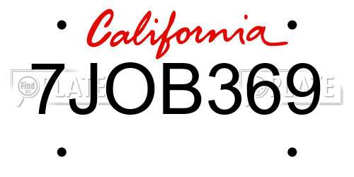 7JOB369 California License Plate