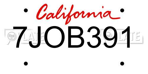 7JOB391 California License Plate