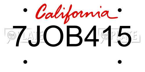 7JOB415 California License Plate