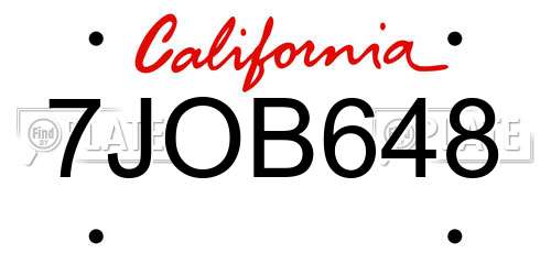 7JOB648 California License Plate