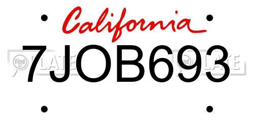 7JOB693 California License Plate