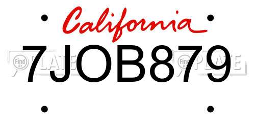 7JOB879 California License Plate