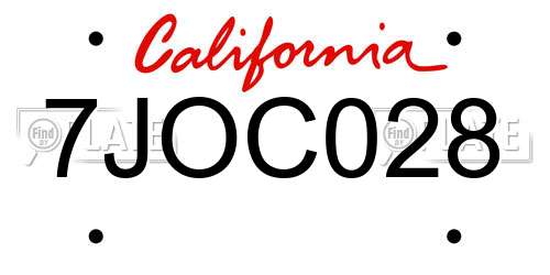 7JOC028 California License Plate