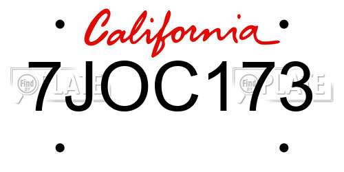 7JOC173 California License Plate