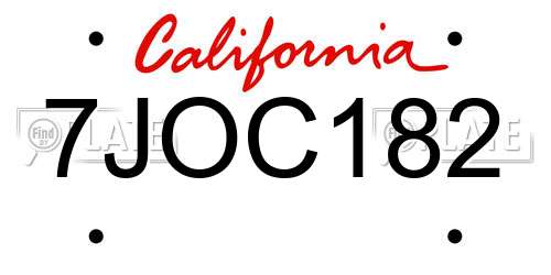 7JOC182 California License Plate