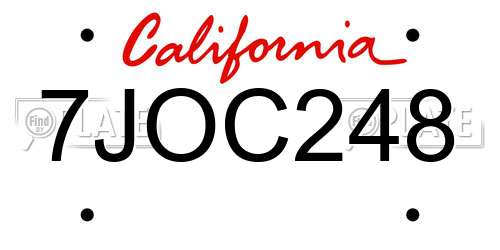 7JOC248 California License Plate