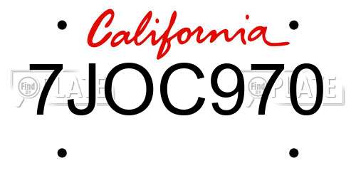 7JOC970 California License Plate