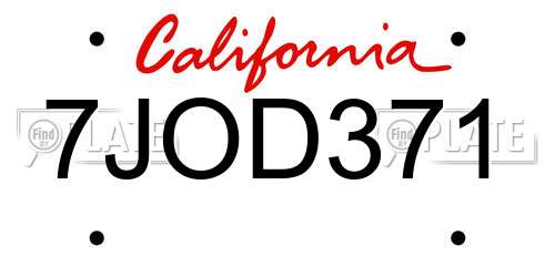 7JOD371 California License Plate