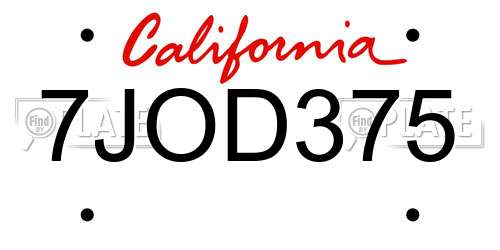 7JOD375 California License Plate