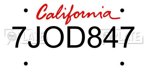 7JOD847 California License Plate