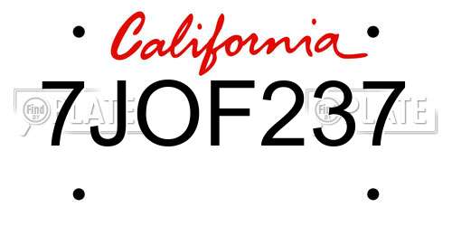 7JOF237 California License Plate