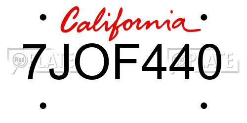 7JOF440 California License Plate