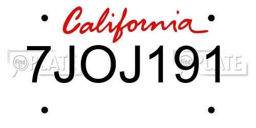 7JOJ191 California License Plate