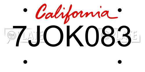 7JOK083 California License Plate